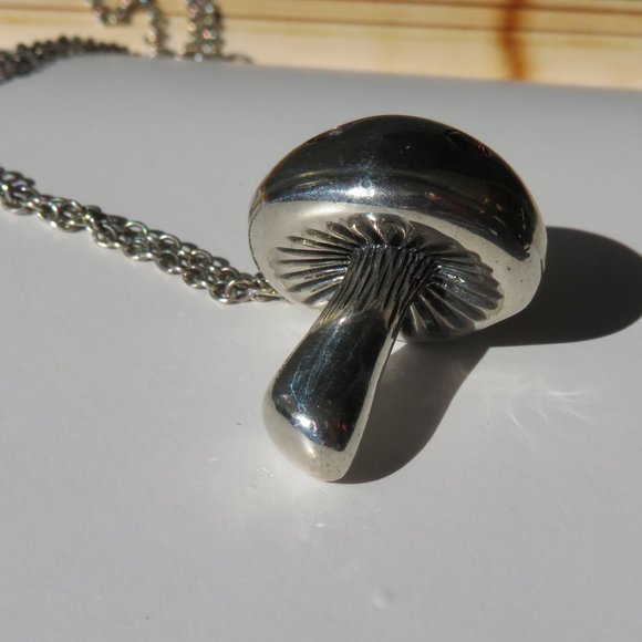 Elizabeth And James Large Mushroom Pendant On Chain Sterling Silver CZ - Picture 3 of 16